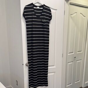 Zara Black and White Striped Maxi Dress